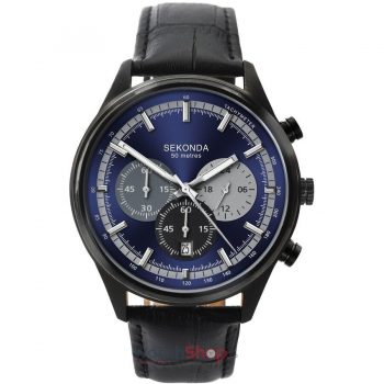 Ceas Sekonda Sport Men’s Blue Dial Black Leather Strap 1593